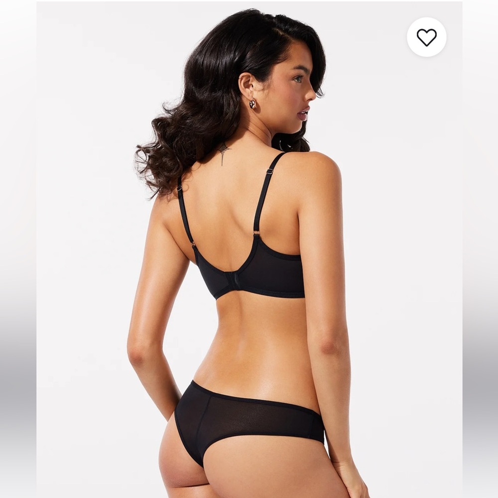 SAVAGE X FENTY See Thru U Unlined Balconette Bra - Black Caviar - Size 40D - Picture 5 of 8